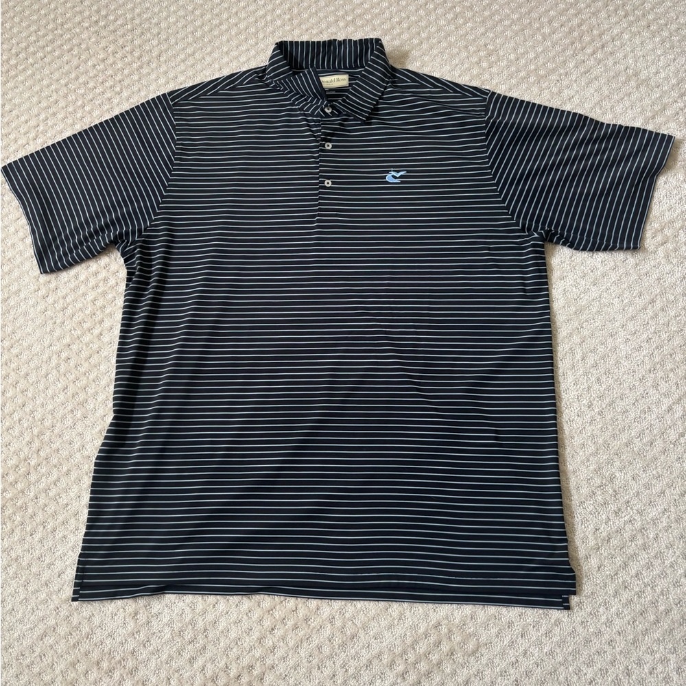 Men's Striped Polo Shirt - Black and White